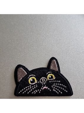 Peekaboo Black Cat  Iron on Patch